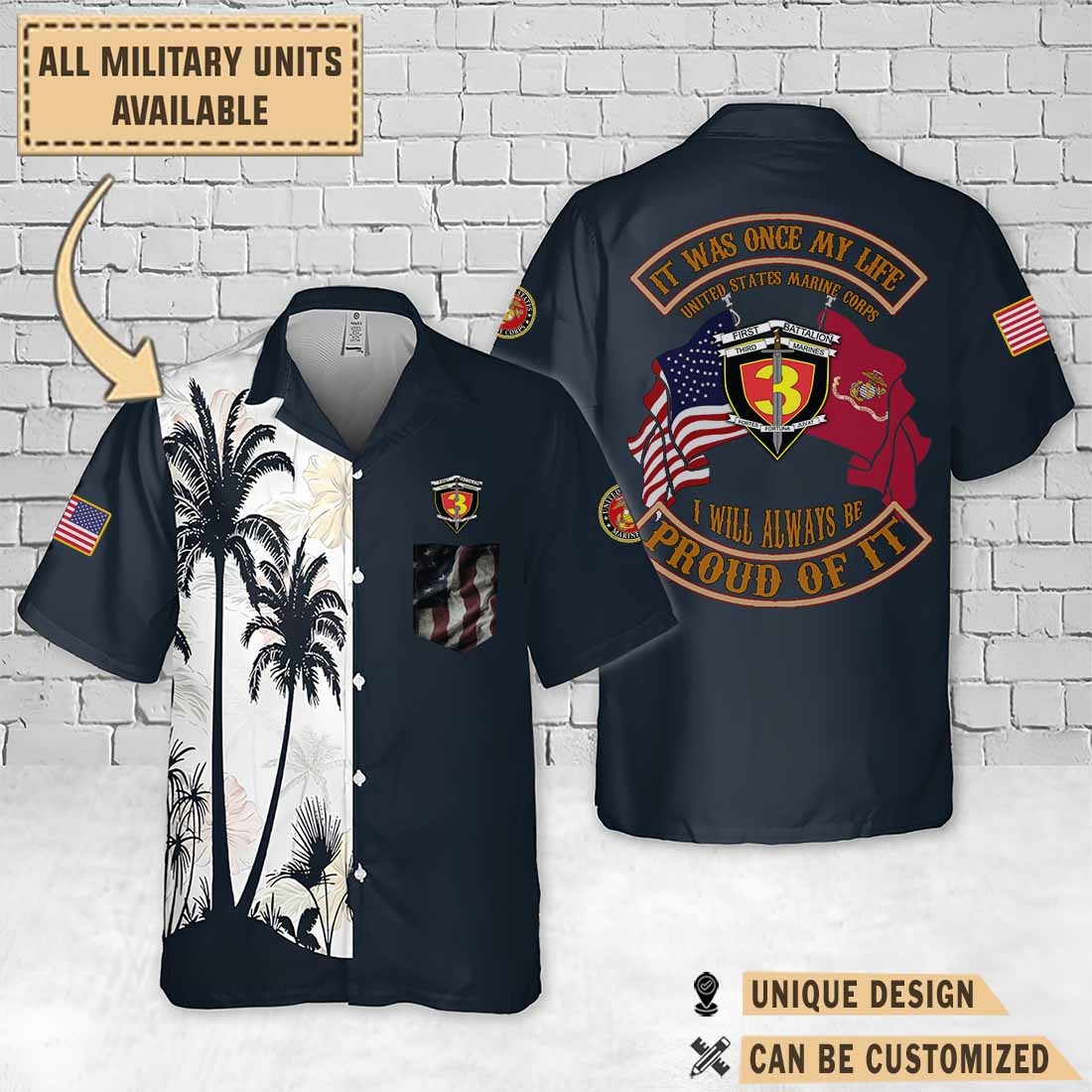 1 3 marines 1st battalion 3rd marinespalm tree hawaiian shirt q5mzf