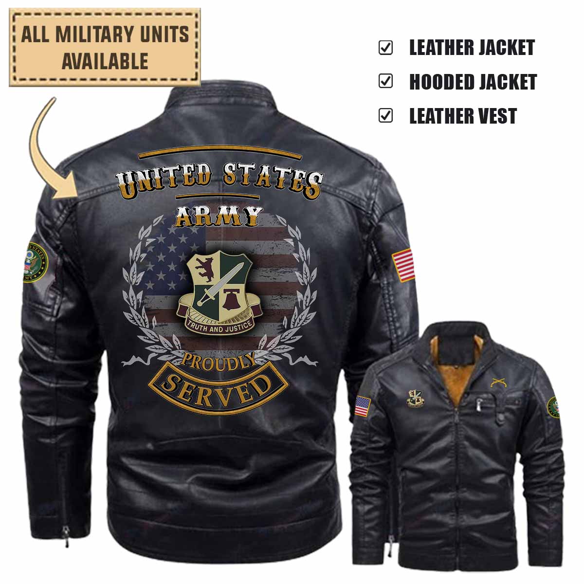 393rd MP BN 393rd Military Police Battalion_Military Leather Jacket and Vest