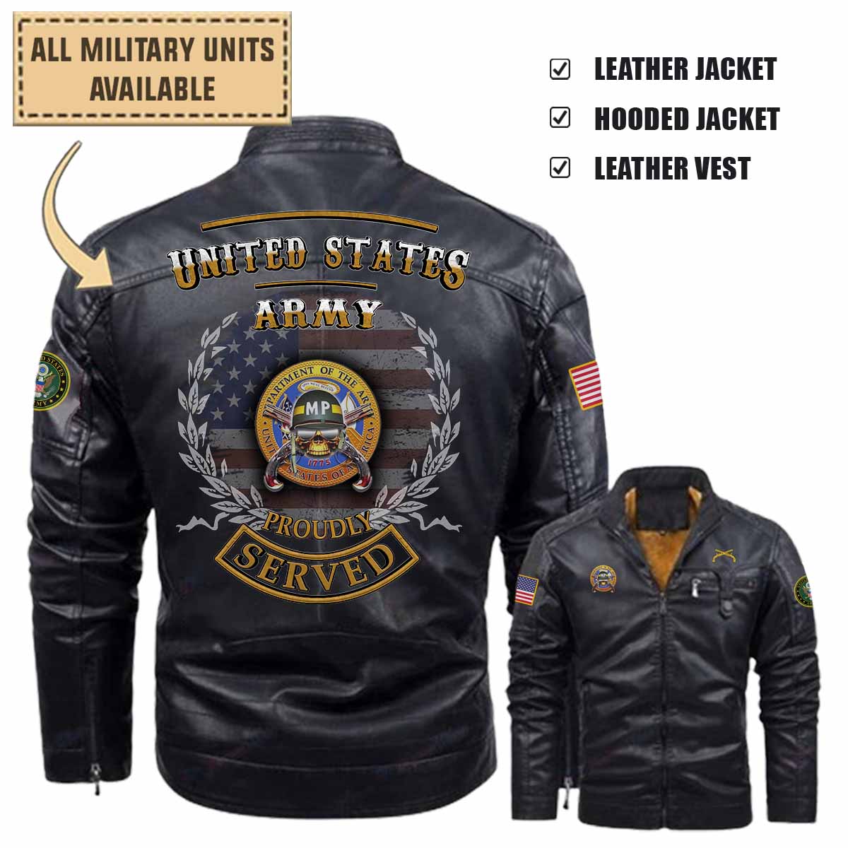 3rd MP CO 3rd Military Police Company_Military Leather Jacket and Vest