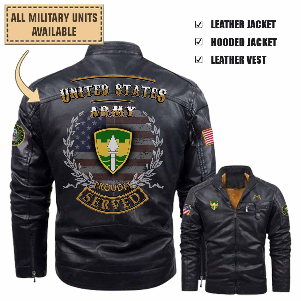 43rd MP BDE 43rd Military Police Brigade_Military Leather Jacket and Vest
