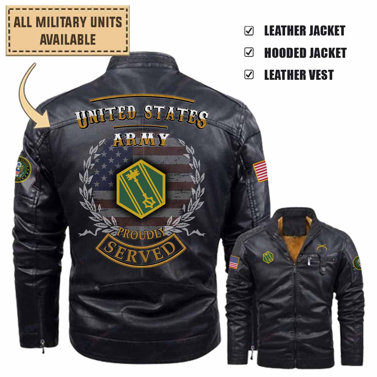 46th MP Command 46th Military Police Command_Military Leather Jacket and Vest