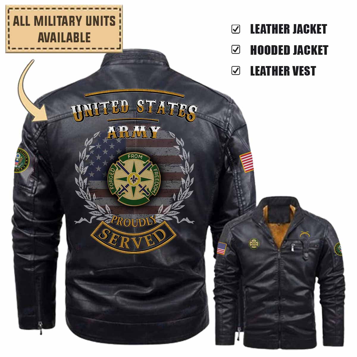 49th MP BN 49th Military Police Battalion_Military Leather Jacket and Vest