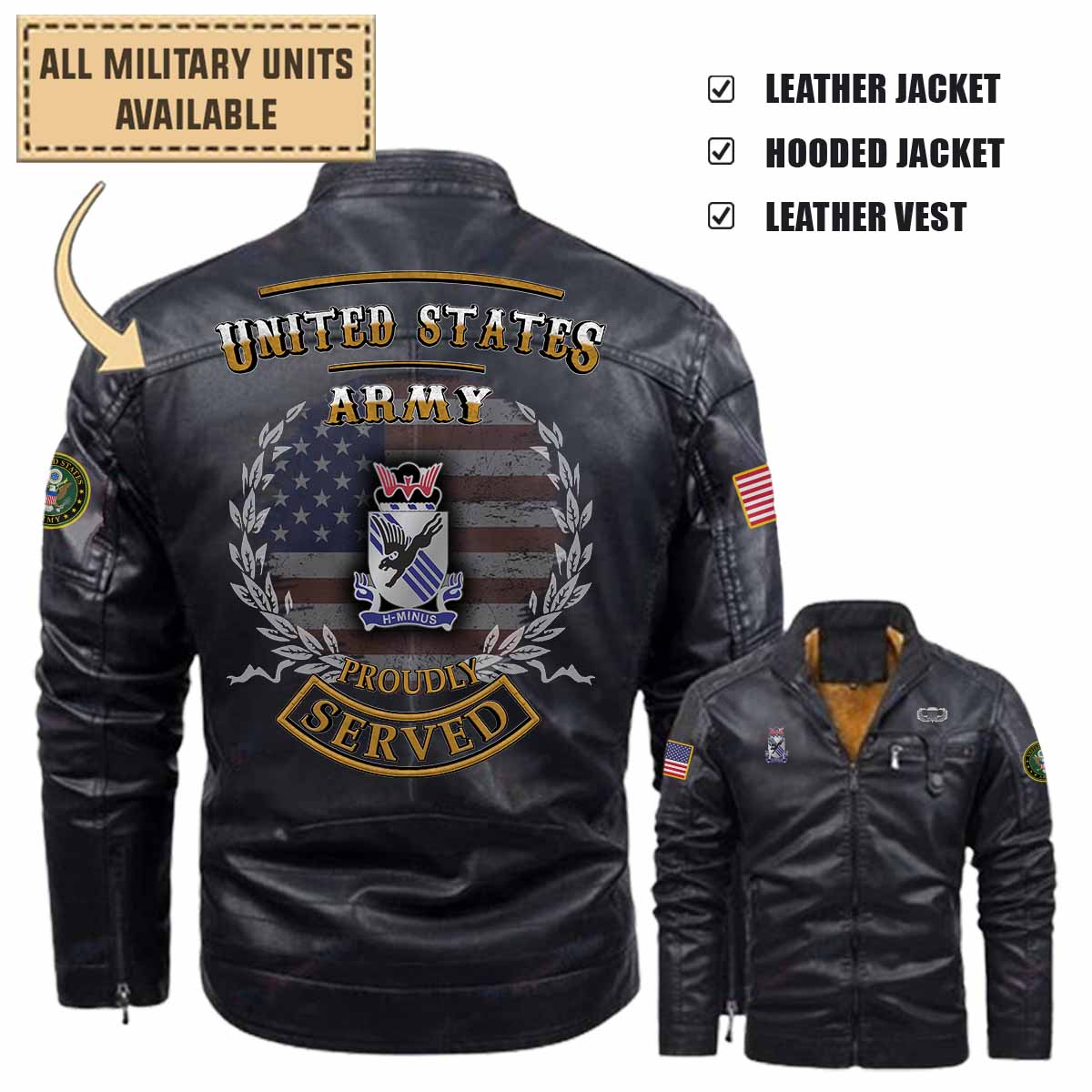 505th infantry regimentleather jacket and vest k44ih