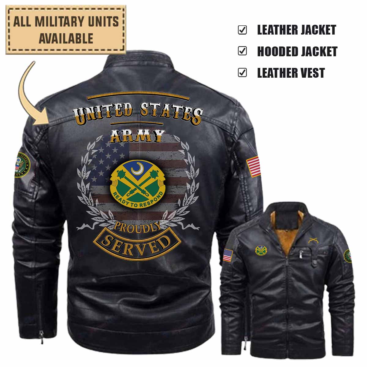 51st MP BN 51st Military Police Battalion_Military Leather Jacket and Vest
