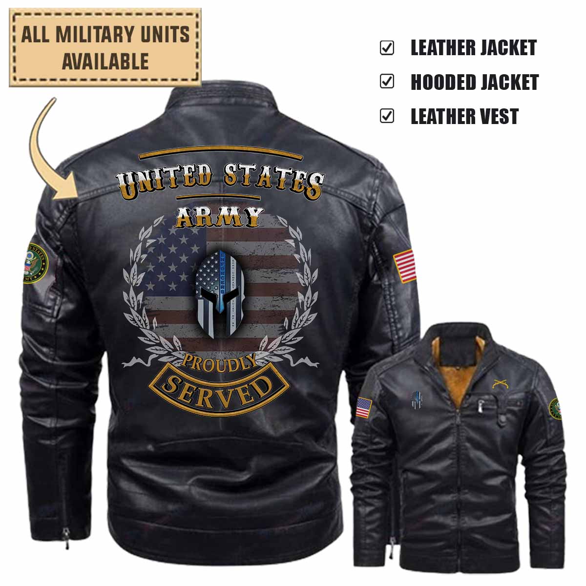 701st MP BN 701st Military Police Battalion, Echo Company_Leather Jacket and Vest