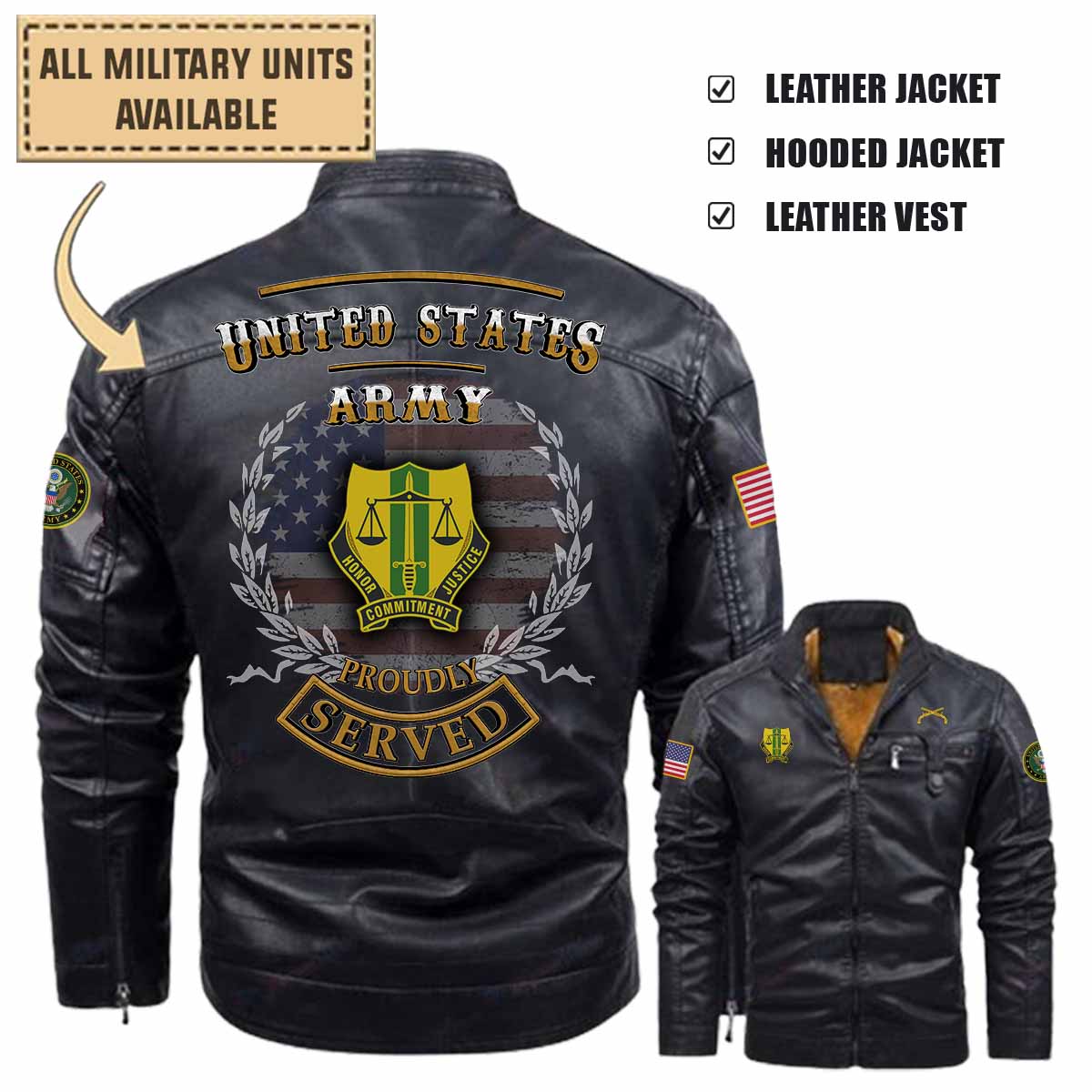 724th MP BN 724th Military Police Battalion_Military Leather Jacket and Vest