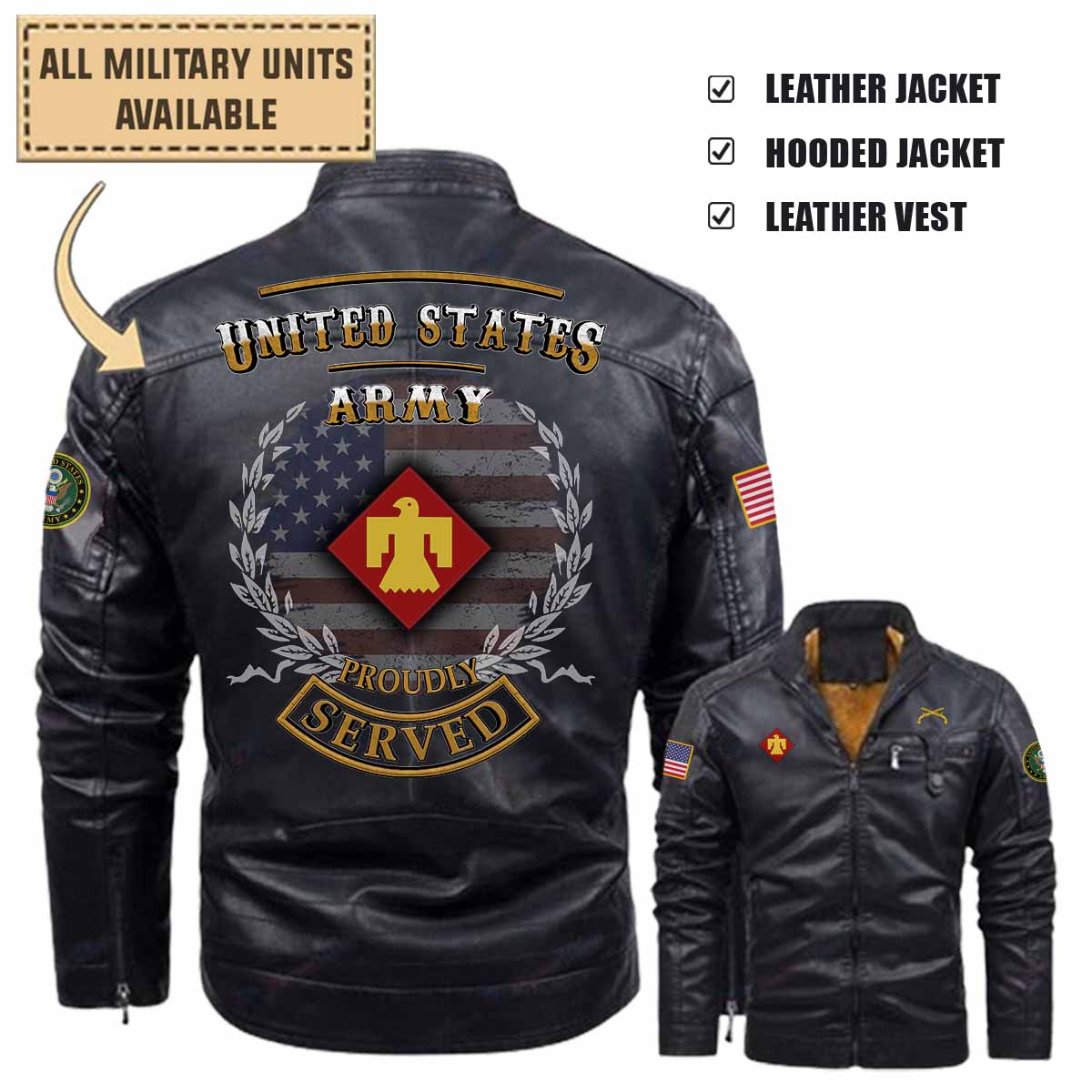 745th MP CO 745th Military Police Company, 45th IBCT_Military Leather Jacket and Vest