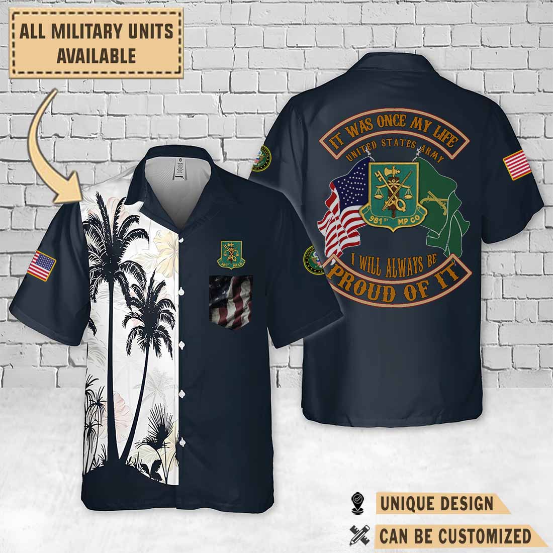 981st MP CO 981st Military Police Company_Palm Tree Hawaiian Shirt