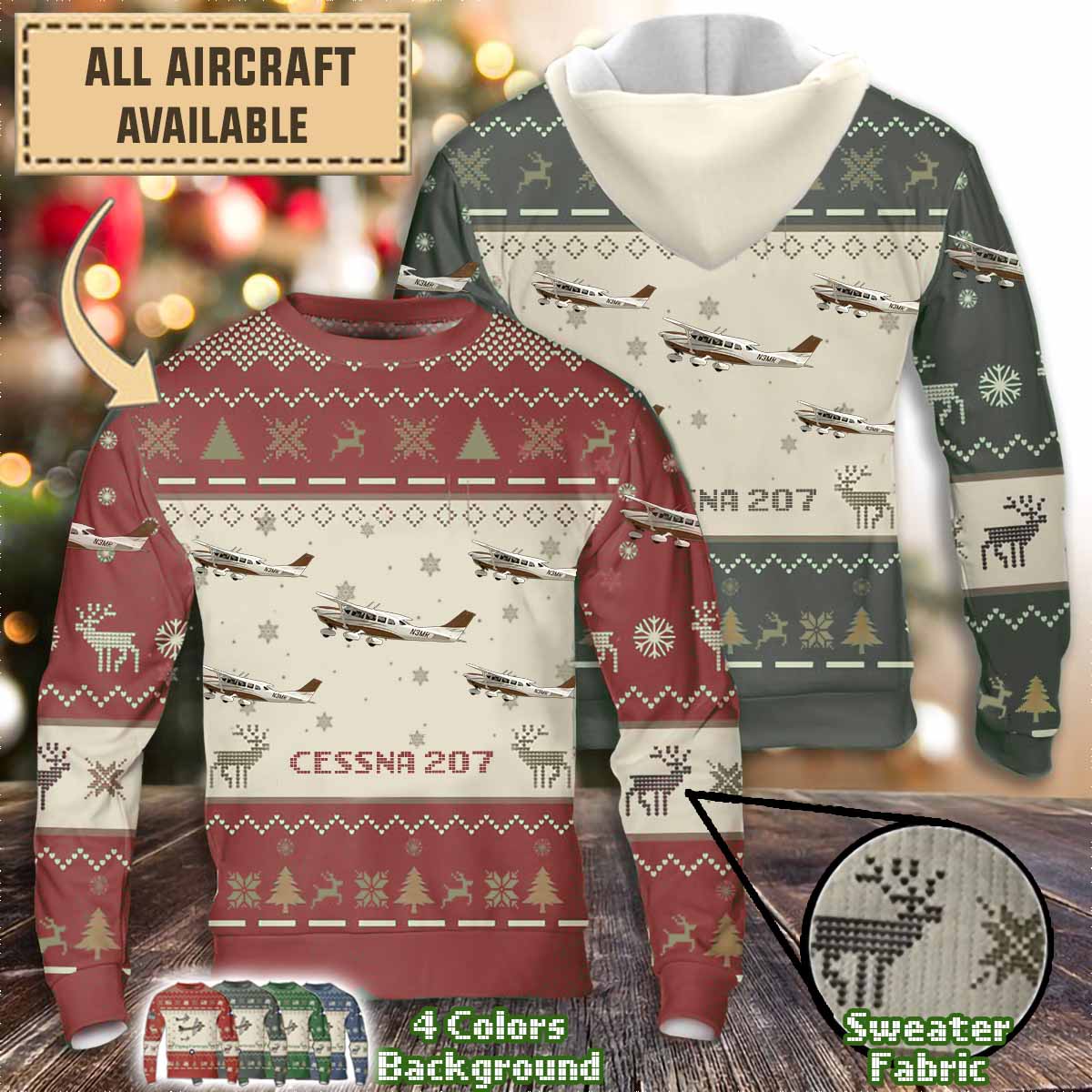 cessna 207aircraft sweater lrar4