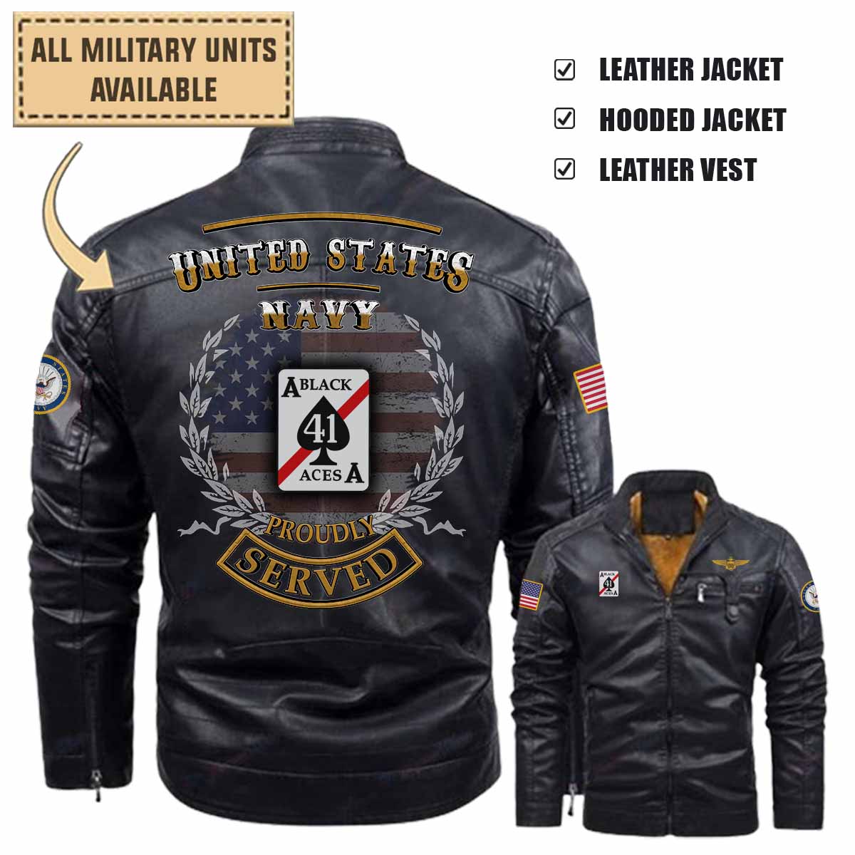 vf 41 black acesleather jacket and vest t2cnc