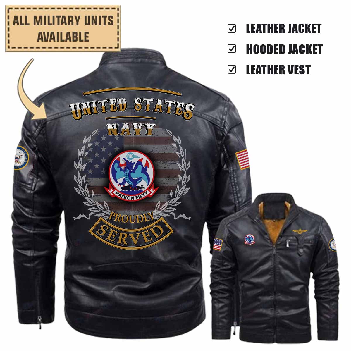 VP-50 Blue Dragons P3C_Military Leather Jacket and Vest