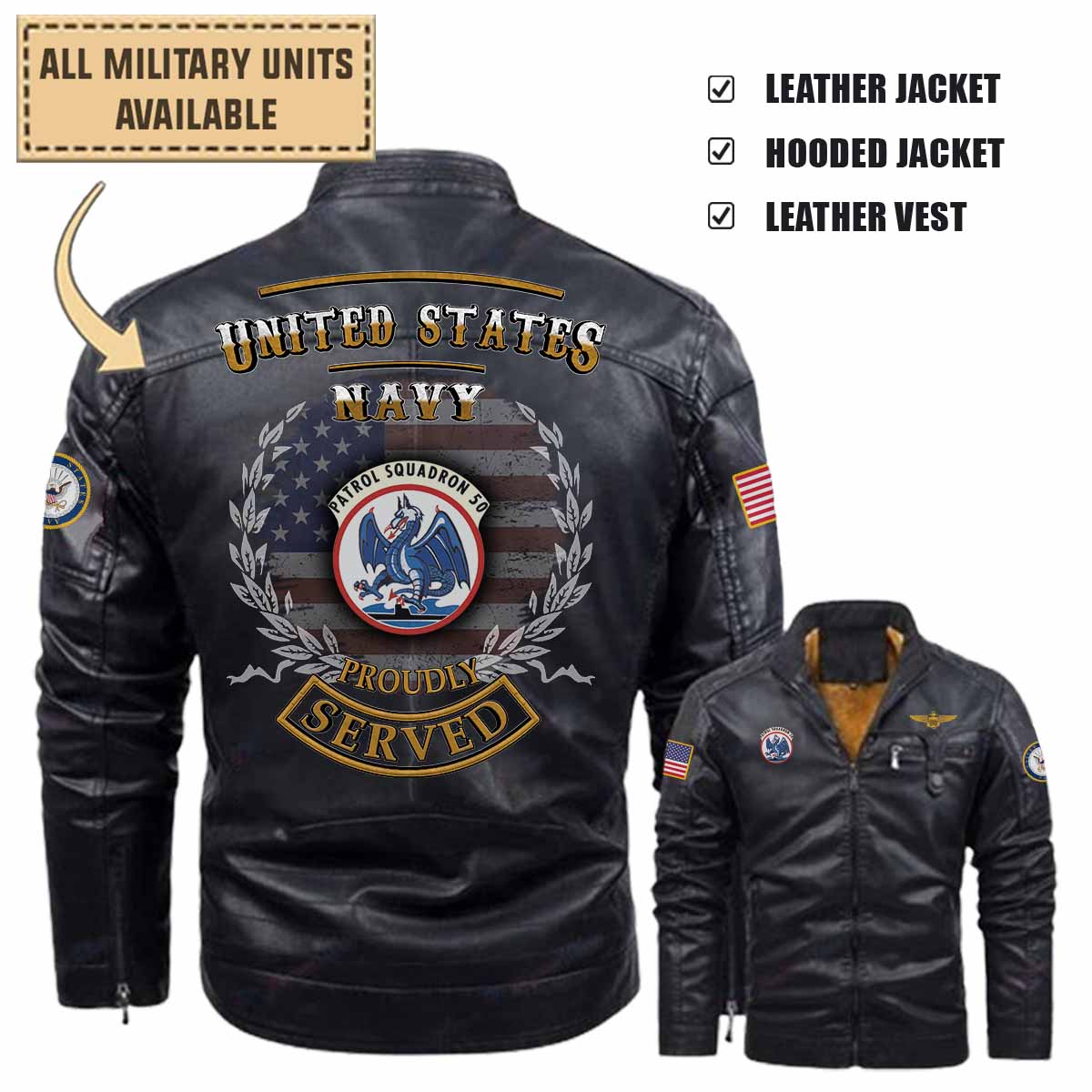 VP-50 Blue Dragons_Military Leather Jacket and Vest