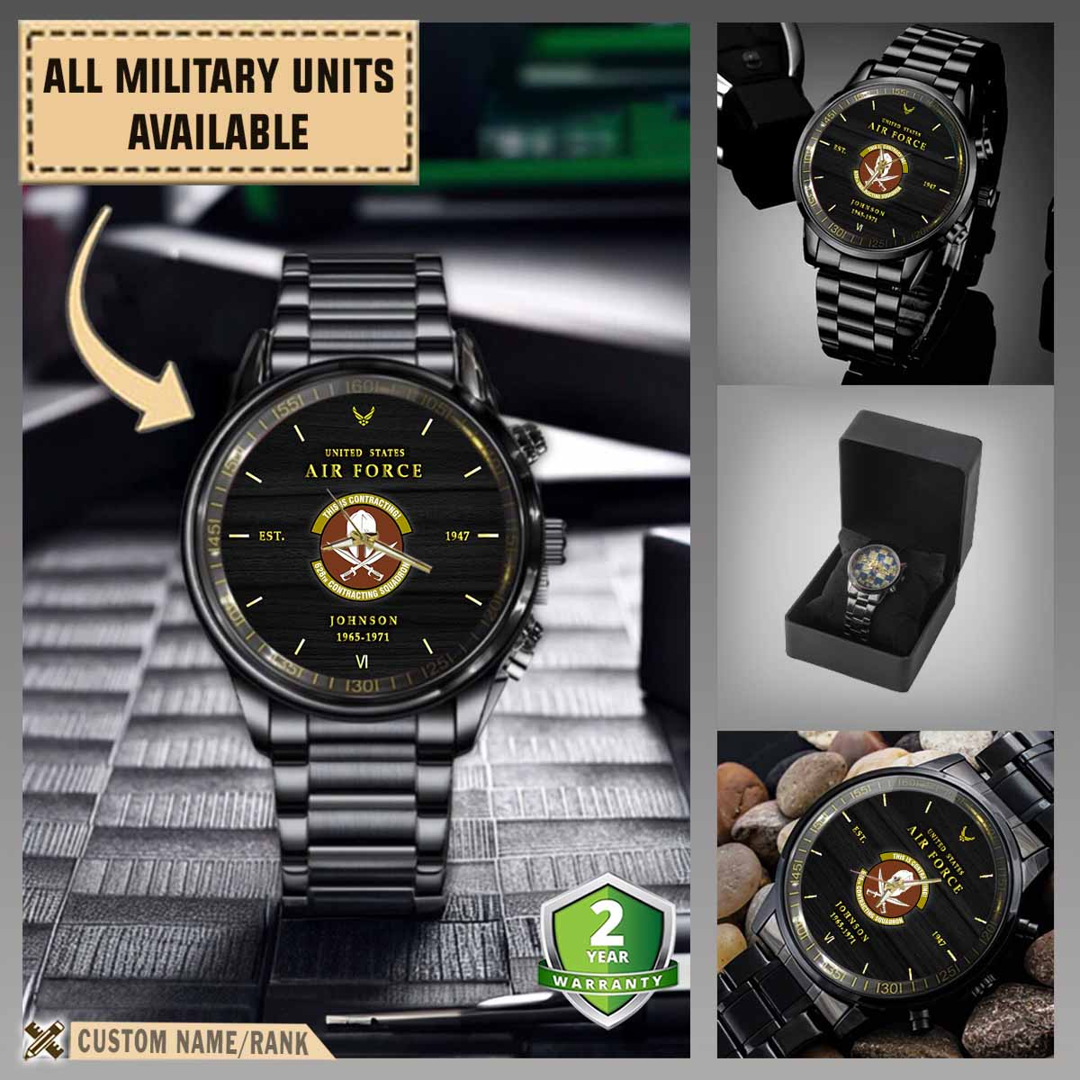 628th cons contracting squadronmilitary black wrist watch 70nzf