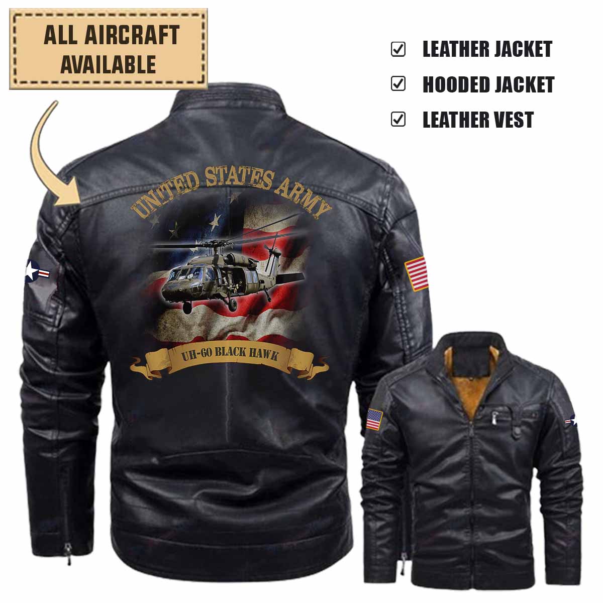 uh 60 black hawk uh60 armyaircraft leather jacket and vest mmt9c