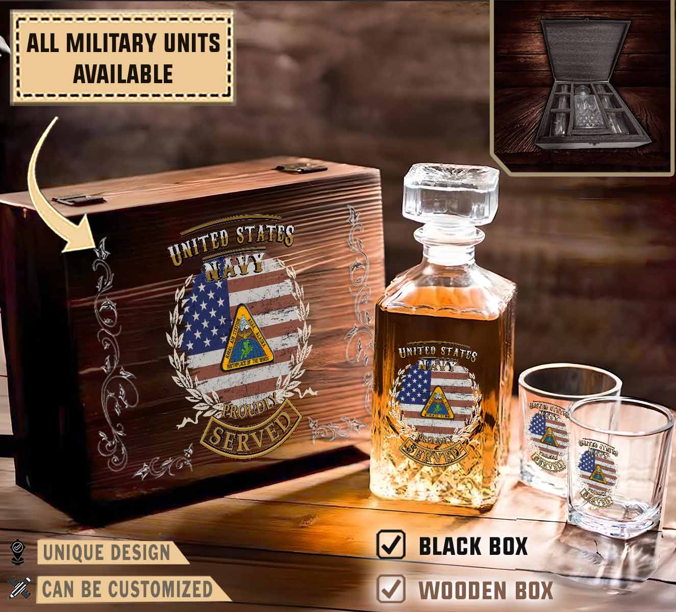 US Navy Seabees Adak_Military Decanter Set