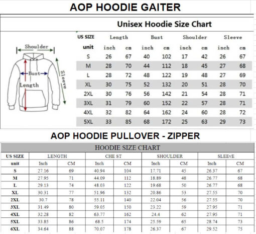 z size chart AOP HD Gaiter Pull Zipper